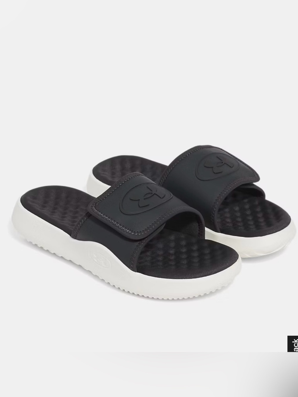 NWT women Under Armour Ignite Pro 8 SL Black and White Adjustable Slide Sandals